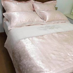 Luxury Soft Floral Embroidery Jacquard Cotton Vintage Duvet Cover Set